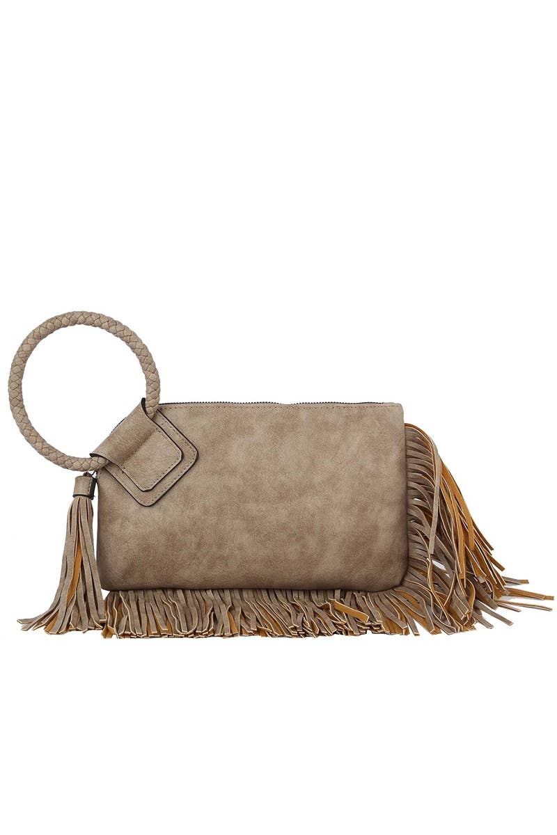 Fringe Cuff Clutch Tassel Wristlet Clutch Bag