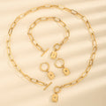 14″ Gold Paperclip Link Necklace with Front Toggle & Tag Pendant