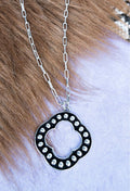 16″ Silver Clover Medallion Necklace | Western Boho Statement