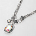 Silver Braided Choker Necklace with Stunning Gemstone Pendant