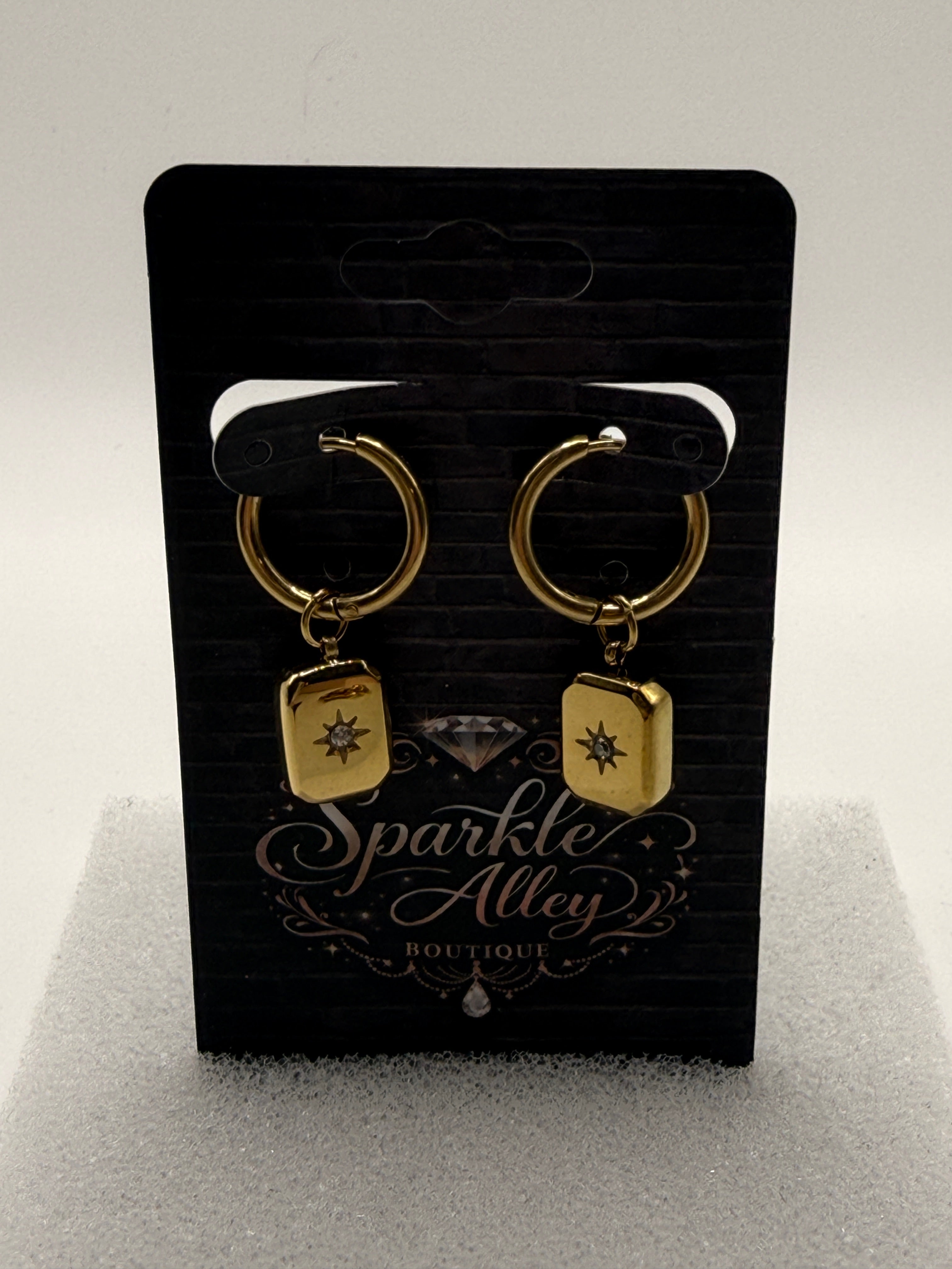 Golden North Star Huggie Charm Earrings