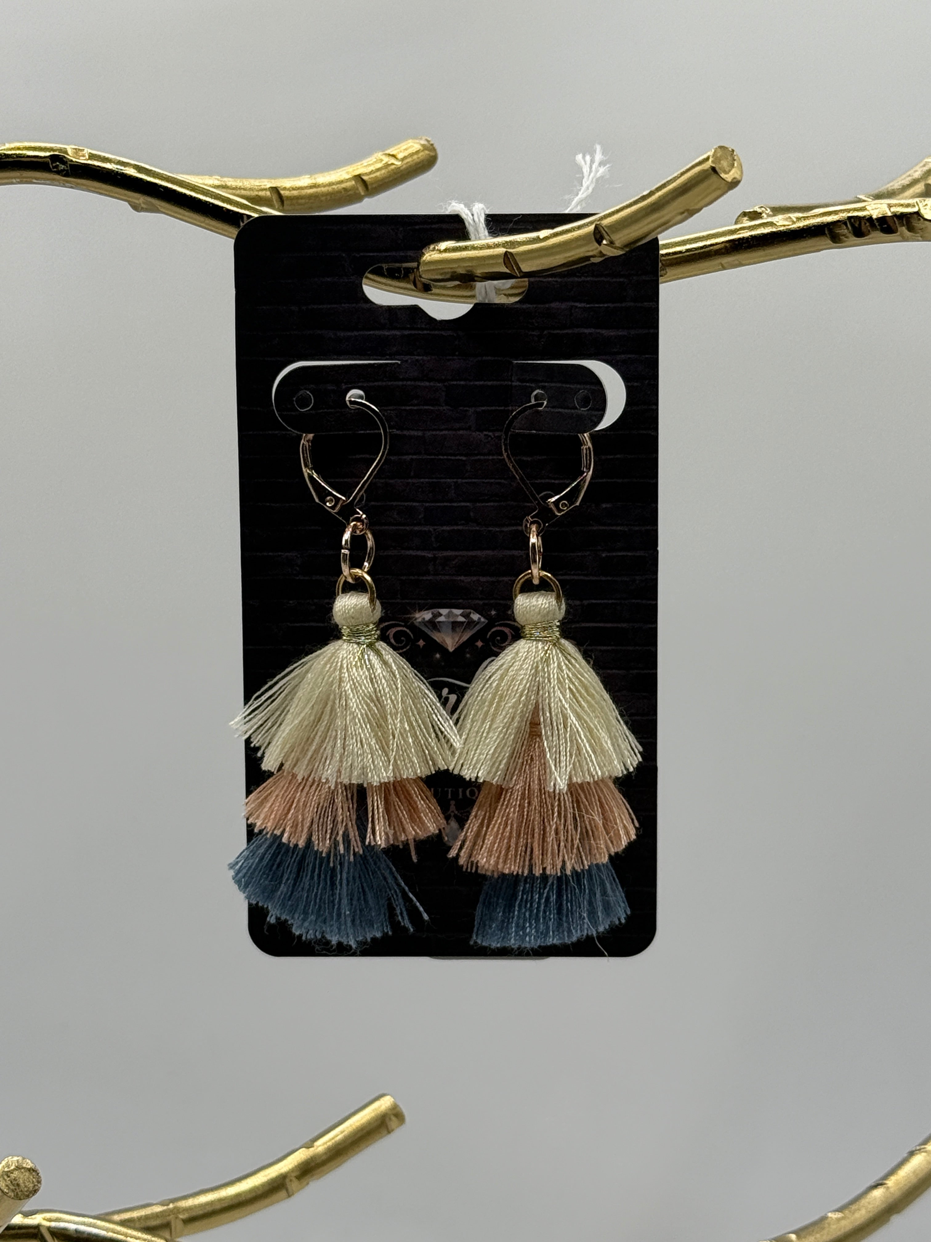 Handmade Triple-Tier Tassel Earrings — Desert Boho