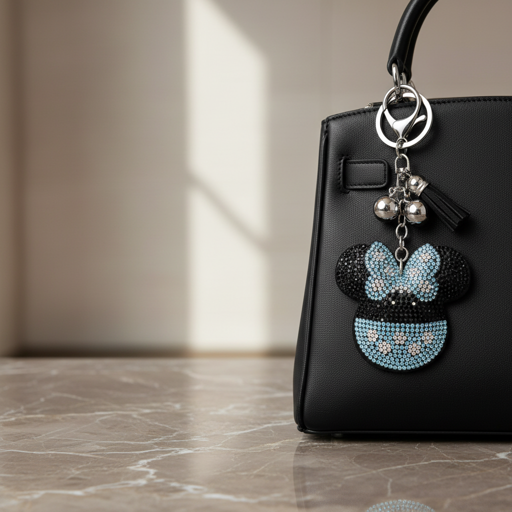 Rhinestone Character Bag Charms – Sparkly Keychain Accessories (Multiple Styles)