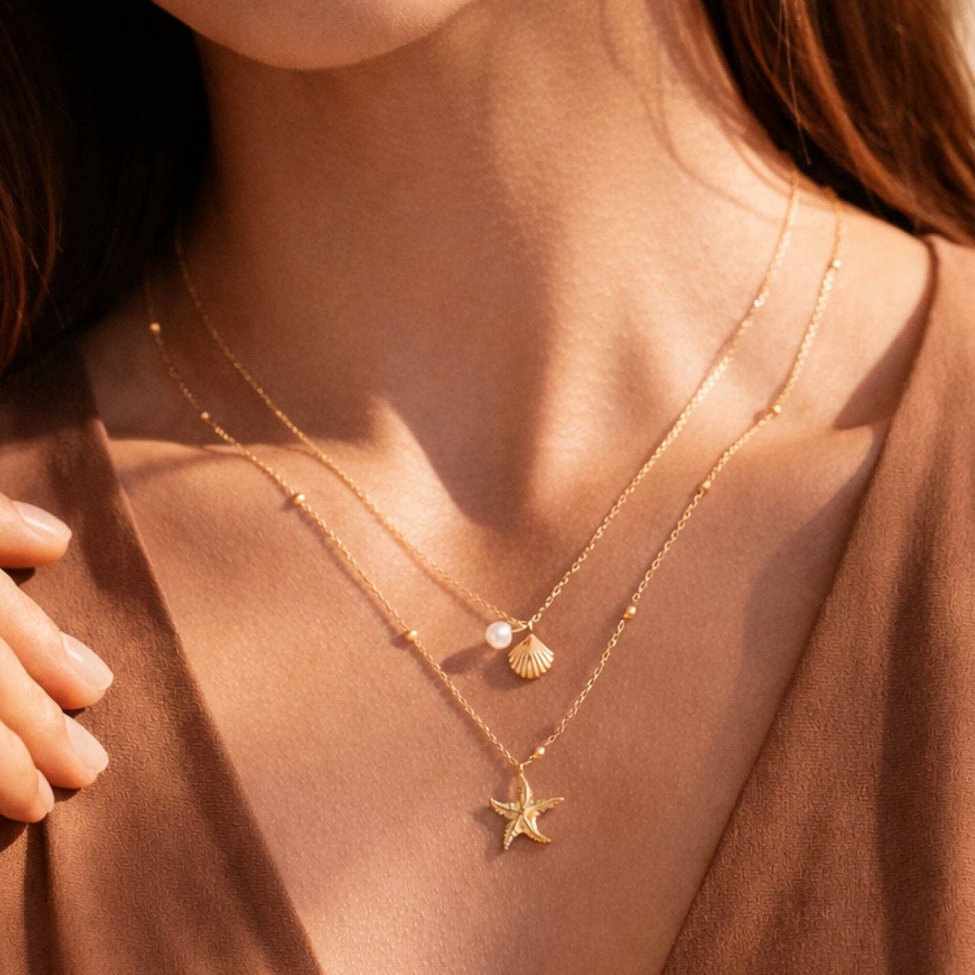 18K Gold Plated Waterproof Stainless Steel Chain Necklace - 7810